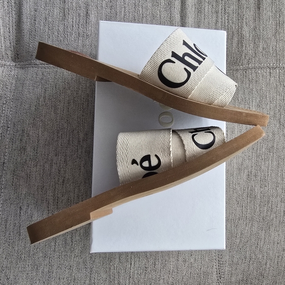 Chloe Woody Logo Slide Sandals Auth W/ Box & Dust Bags Sz 39 - Picture 10 of 12